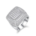 Jewelry wholesale Moissanite D/VVS1 Iced-Out Square Signet Men’s Ring – 18K White Gold Vermeil on 925 Silver, GRA Certified