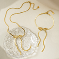 Jewelry wholesale Wholesale Butterfly Minimalist 304 Stainless Steel Snake Chain Bracelet & Necklace Set – 14K Gold Plated, 16.73 in + 2.17 in / 6.73 in + 1.50 in, Waterproof