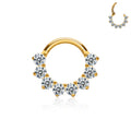 Jewelry wholesale Wholesale G23 Titanium 16G Clicker Hoop CZ Round-Ear/Nose Ring