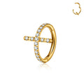 Jewelry wholesale Wholesale G23Titanium 16G Clicker Hoop CZ  Cross-Ear/Nose Ring