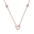 Jewelry wholesale D/VVS1 Round Moissanite Heart Station Necklace — 2 mm Bezel Accents & Open Heart Centre, 18 K White- or Rose-Gold Vermeil on 925 Silver, 40 + 5 cm