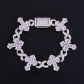 Wholesale 15mm Mixed Cut T-Shaped Cubic Zirconia O-Link Hip Hop Bracelet, Chain 7in-9in