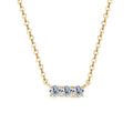 Jewelry wholesale 0.30 CTW · D/VVS1 Round Moissanite Three-Stone Bar Necklace — Shared-Prong Row, 18 K Yellow or White-Gold Vermeil on 925 Silver, 40 + 5 cm