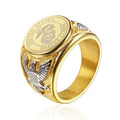 Jewelry wholesale Wholesale Military Chunky Chunky 304 Stainless Steel Signet Ring – 18K Gold Plated, Waterproof
