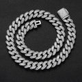 Jewelry wholesale Wholesale 15mm Cuban Chain Necklace – Hip Hop Square Zircon Trendy Necklace, Chain 16in,18in,20in,22in,24in