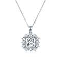 Jewelry wholesale 4.0 CT · D/VVS1 Asscher-Cut Moissanite Halo Pendant Necklace — Square Pavé CZ Frame, 18 K White-Gold Vermeil on 925 Silver, 38.5 + 3.5 cm
