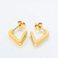 Jewelry wholesale Wholesale V Shaped Minimalist 304 Stainless Steel Hoop Earrings-18K Gold Plated, Waterproof