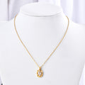 Wholesale Oval Black&White Cubic Zirconia Minimalist 304 Stainless Steel Pendant Necklace – 18K Gold Plated, Chain 17.72in + 2.36in, Waterproof