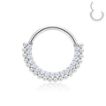 Jewelry wholesale Wholesale G23 Titanium 16G Clicker Hoop CZ Single Beaded Row-Ear/Nose Ring