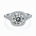 Jewelry wholesale Wholesale Moissanite 2CT D/VVS1 Round Cut Four-Prong Pavé Shoulder Engagement Ring – 18K White Gold Vermeil on 925 Silver, GRA Certified