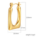 Wholesale Rectangle Minimalist 304 Stainless Steel Hoop Earrings-18K Gold Plated, Waterproof