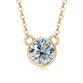Jewelry wholesale 1.0 CTW · D/VVS1 Round Moissanite Bezel Solitaire Necklace — Double-Loop Bubble, 18 K Yellow- or White-Gold Vermeil on 925 Silver, 40 + 5 cm