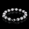 Wholesale 8mm Round Bead Cubic Zirconia Hip Hop Bracelet, 7in-9in