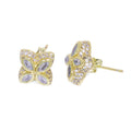 Wholesale four-leaf clover Cubic Zirconia hip-hop earrings