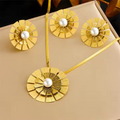 Jewelry wholesale Wholesale Flower Type Inlaid Pearl with Geometric Jewelry Sets