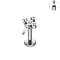 Jewelry wholesale Wholesale G23 Titanium 16G Internally Threaded Flat Back Ring CZ Cross Labret Piercing