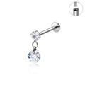 Jewelry wholesale Wholesale G23 Titanium 16G Internally Thread CZ Flat Back Stud Tragus Piercing