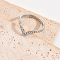 Jewelry wholesale Wholesale Curved Pavé Cubic Zirconia Minimalist 304 Stainless Steel Band Ring, Waterproof