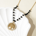 Jewelry wholesale Wholesale Tree of Life Cubic Zirconia Bohemian 304 Stainless Steel Pendant Necklace – 14K Gold Plated, Chain 16.93in + 1.97in, Waterproof