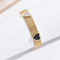 Jewelry wholesale Wholesale Heart Cubic Zirconia Cute 304 Stainless Steel Mesh Chain Bracelet – 14K Gold & Rose Gold Plated, 8.46in, Waterproof