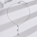 Jewelry wholesale Wholesale Triple Dangling Crescent Elegant 304 Stainless Steel Y Shape Pendant Necklace, Chain 16.14in + 2.36in, Waterproof