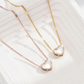 Jewelry wholesale Wholesale Heart Cubic Zirconia Elegant 304 Stainless Steel Pendant Necklace – 14K Gold Plated, Chain 15.35in + 1.97in, Waterproof