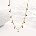 Jewelry wholesale Wholesale Rainbow Cubic Zirconia Minimalist 304 Stainless Steel Pendant Necklace – 14K Gold Plated, 16.54 in+2.36 in,Waterproof