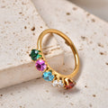 Jewelry wholesale Wholesale Rainbow Cubic Zirconia Minimalist 304 Stainless Steel Band Ring – 18K Gold Plated, Waterproof