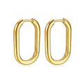 Jewelry wholesale Wholesale Chunky Oval Minimalist 304 Stainless Steel Hoop Huggie Hoop Earrings-18K Gold Plated, Waterproof