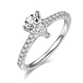 Jewelry wholesale Wholesale Moissanite D/VVS1 Pear Cut Three-Prong Halo Engagement Ring with Pavé Shoulders – 18K White Gold Vermeil on 925 Silver, GRA Certified