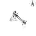 Jewelry wholesale Wholesale G23 Titanium 18G Push in CZ Triangle Dangle Ear Flat Back Stud Helix and Tragus