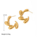 Wholesale Floral Design Elegant 304 Stainless Steel Hoop Earrings-18K Gold Plated, Waterproof