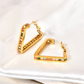 Wholesale Triangular Minimalist 304 Stainless Steel Hoop Earrings-18K Gold Plated, Waterproof