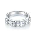 Jewelry wholesale Wholesale Moissanite D/VVS1 Round Bezel &Emerald-Inspired Two-Row Band – 18K White Gold Vermeil on 925 Silver, GRA Certified