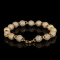 Wholesale 8mm Round Bead Cubic Zirconia Hip Hop Bracelet, 7in-9in