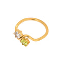 Jewelry wholesale Wholesale Two-Stone Bypass Cubic Zirconia Minimalist 304 Stainless Steel Band Ring – 18K Gold Plated, Waterproof