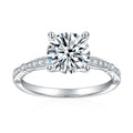 Jewelry wholesale Wholesale Moissanite D/VVS1 Round Cut Four-Prong Halo Engagement Ring with Pavé Shoulders – 18K White Gold Vermeil on 925 Silver, GRA Certified