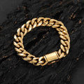 Wholesale Cuban Link Hip Hop 304 Stainless Steel Bracelet with Button Clasp – 18K Gold Plated,  Chain 7in-9in, Waterproof
