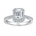 Jewelry wholesale Wholesale Moissanite D/VVS1 Radiant Cut Four-Prong Halo Engagement Ring with Pavé Shoulders – 18K White Gold Vermeil on 925 Silver, GRA Certified