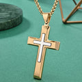 Wholesale Two-Tone Faceted Cross Hip Hop 304 Stainless Steel Necklace – Waterproof