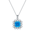 Jewelry wholesale Princess Cut Blue Diamond Necklace – 4.0CT, 18K on S925 Silver