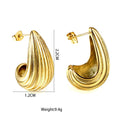 Wholesale Vertical-Striped Teardrop Trendy 304 Stainless Steel Hoop Earrings-18K Gold Plated, Waterproof