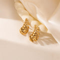 Wholesale Water Drop Hollow Minimalist 304 Stainless Steel Stud Earrings-18K Gold Plated, Waterproof