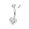 Jewelry wholesale Wholesale G23 Titanium 14G Internal Thread CZ -Heart - Belly Button Rings – (14G) ASTM F-136