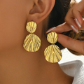 Jewelry wholesale Wholesale Fan Shaped Trendy 304 Stainless Steel Drop Earrings, Waterproof
