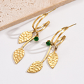 Jewelry wholesale Wholesale Hammered Leaf Vintage 304 Stainless Steel Dangle Earrings – 14K Gold Plated, Waterproof