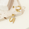 Jewelry wholesale Wholesale S Shaped Trendy 304 Stainless Steel Pearl Stud Earrings, Waterproof