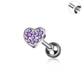 Jewelry wholesale Wholesale G23 Titanium 18G Internally Thread CZ Heart Stud Ear Piercing