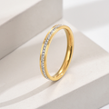 Jewelry wholesale Wholesale Eternity Cubic Zirconia Minimalist 304 Stainless Steel Band Ring, Waterproof