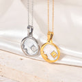 Wholesale Flower Shell Cubic Zirconia 304 Stainless Steel Pendant Necklace – 18K Gold Plated, Chain 15.75in + 2.36in, Waterproof